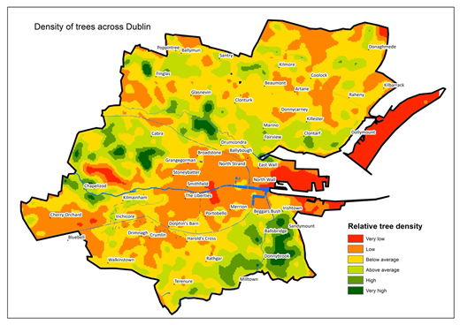 Map of tree density, Dublin