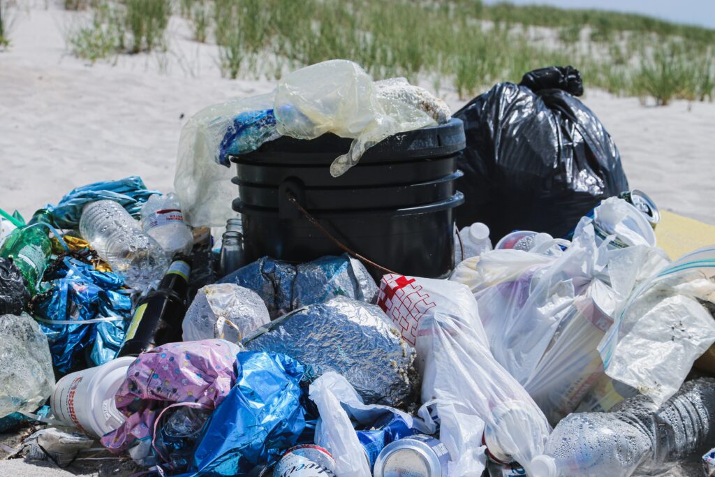 Plastic bags of rubbish